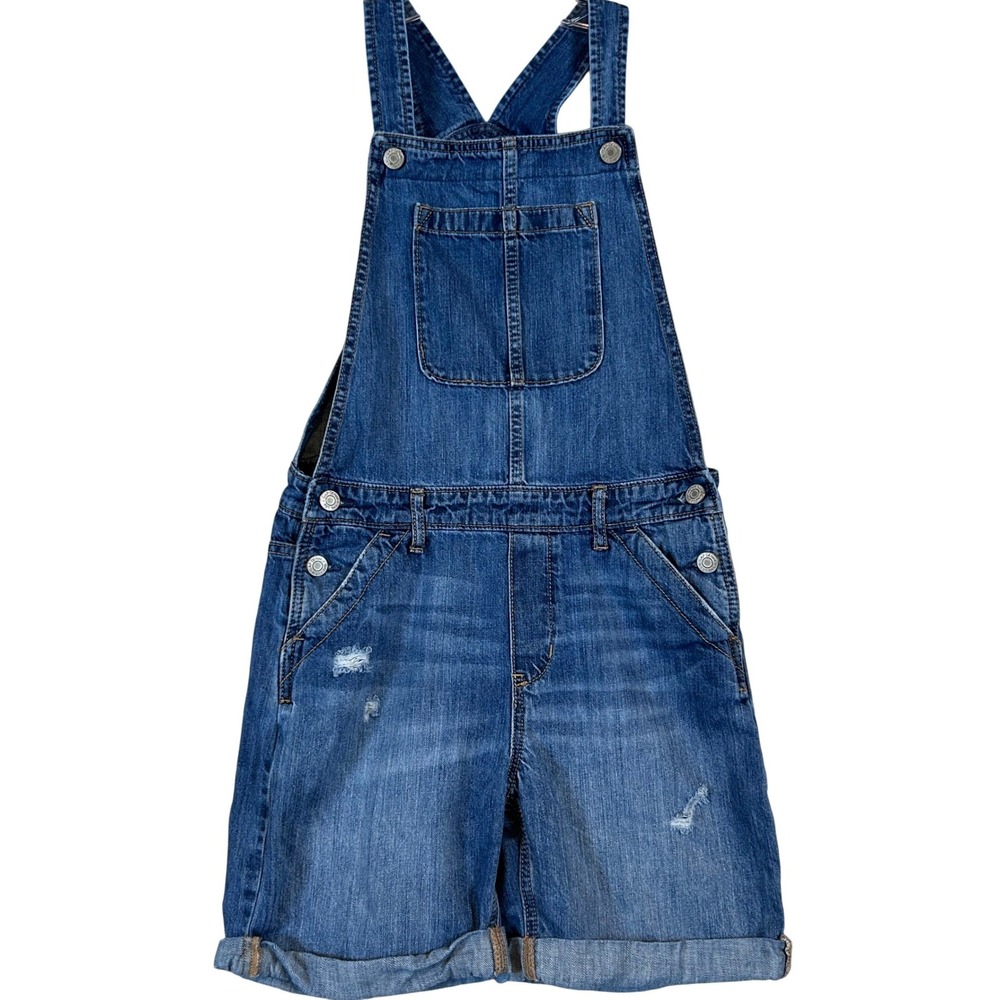 Vintage Gap Kids XL Blue‎ Denim Shortalls Distressed Overalls Regular Y2K 90's